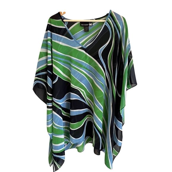 Anthony Originals Womens Oversized Kaftan Top Size 2X Loose Mature Flowy Artsy - Picture 1 of 6